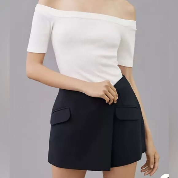 Anthropologie Maeve Women's Black Tailored Asymmetrical Shorts Skorts Size 12 - Picture 3 of 12